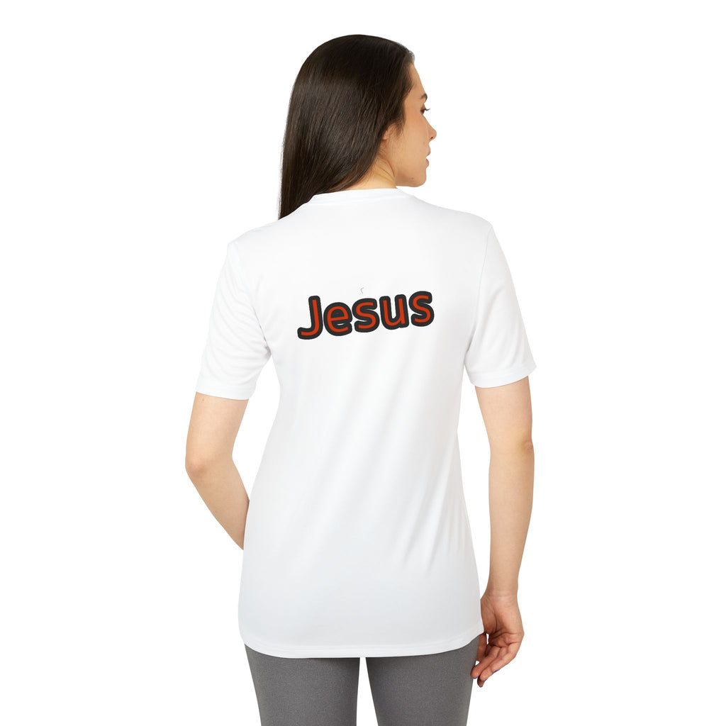 Jesus Crucifix adidas Unisex Sport T-shirt — Christian Faith Graphic Tee by LiLTay