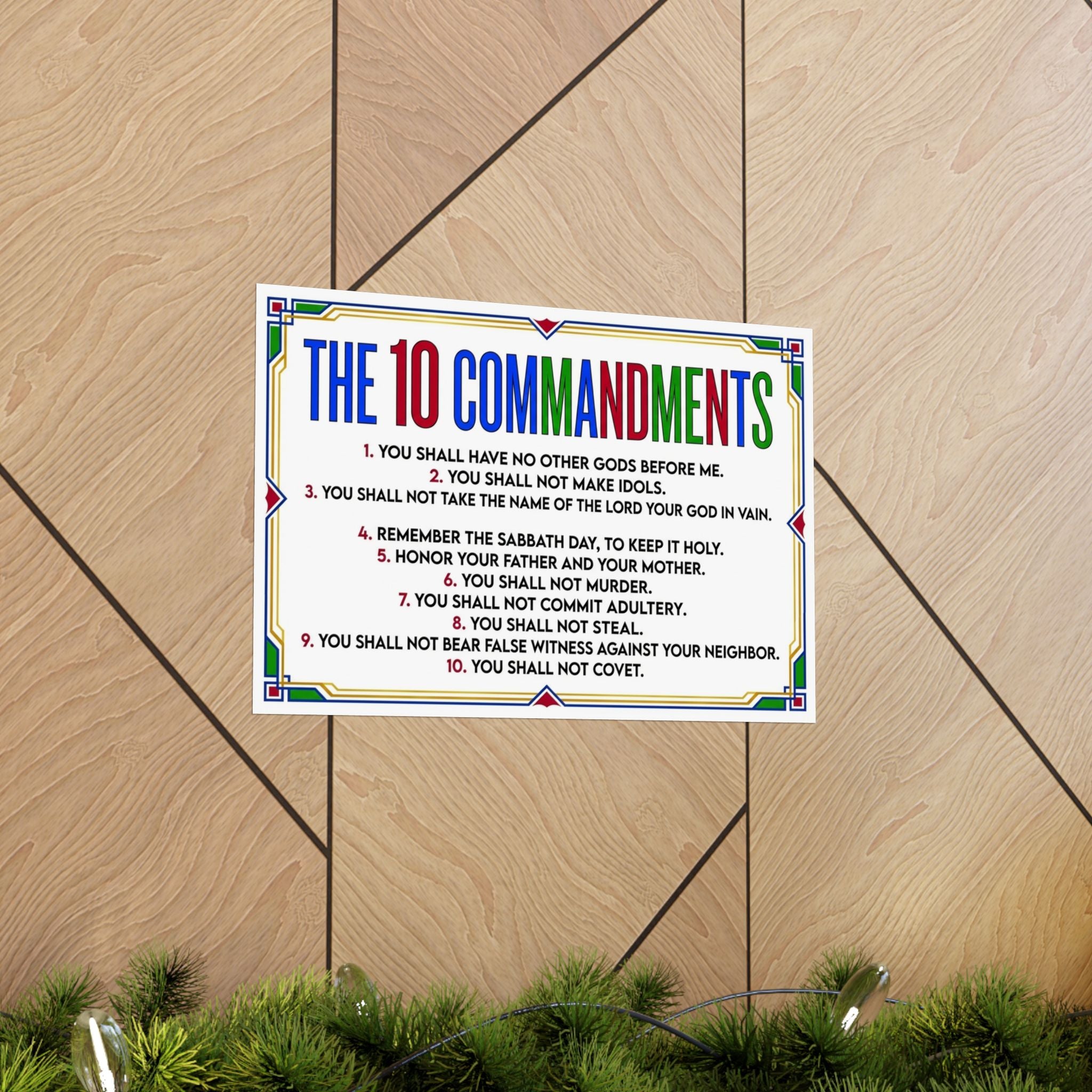 The 10 Commandments Matte Poster — Colorful Religious words from God by LiLTay (Horizontal) 2 sizes