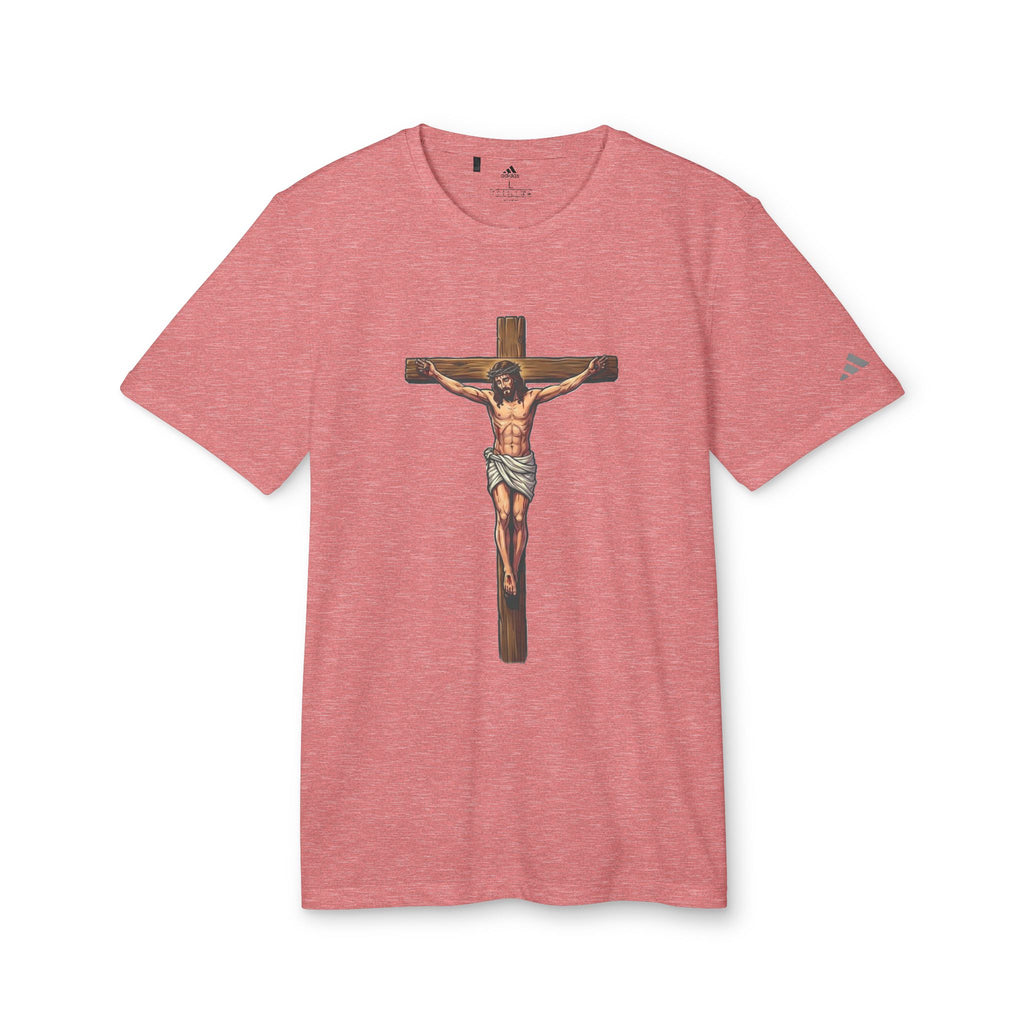 Jesus Crucifix adidas Unisex Sport T-shirt — Christian Faith Graphic Tee by LiLTay