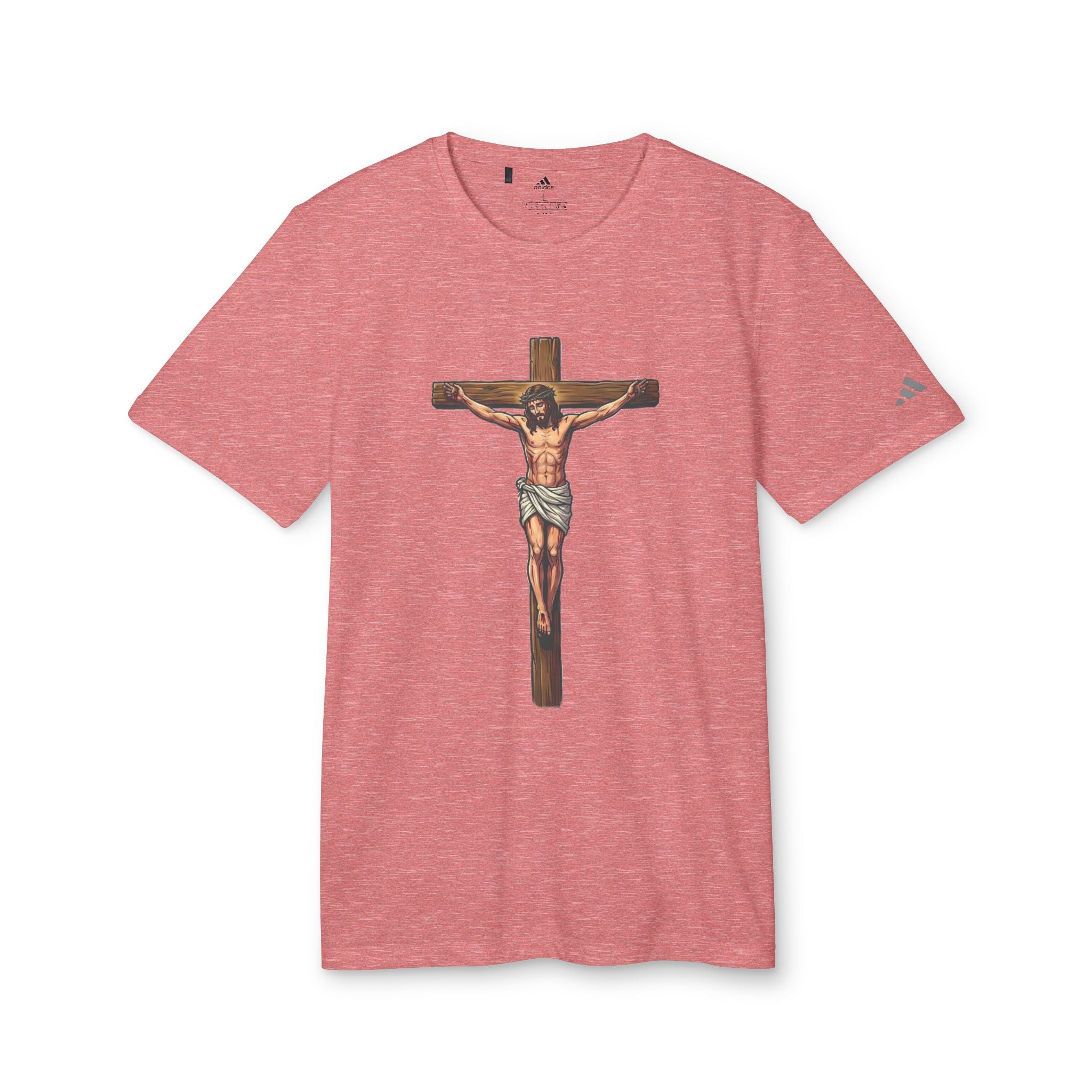 Jesus Crucifix adidas Unisex Sport T-shirt — Christian Faith Graphic Tee by LiLTay
