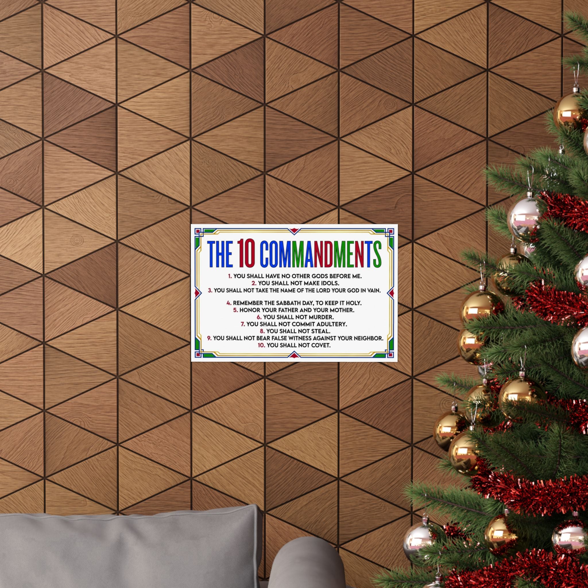 The 10 Commandments Matte Poster — Colorful Religious words from God by LiLTay (Horizontal) 2 sizes