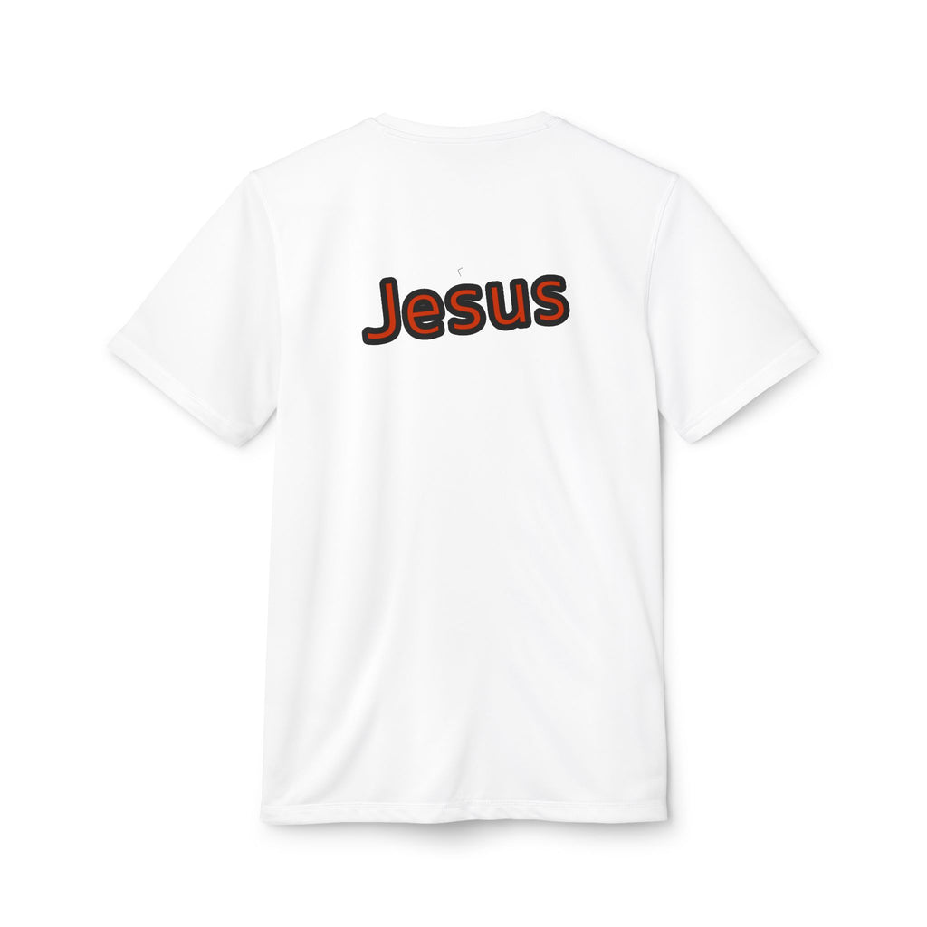 Jesus Crucifix adidas Unisex Sport T-shirt — Christian Faith Graphic Tee by LiLTay