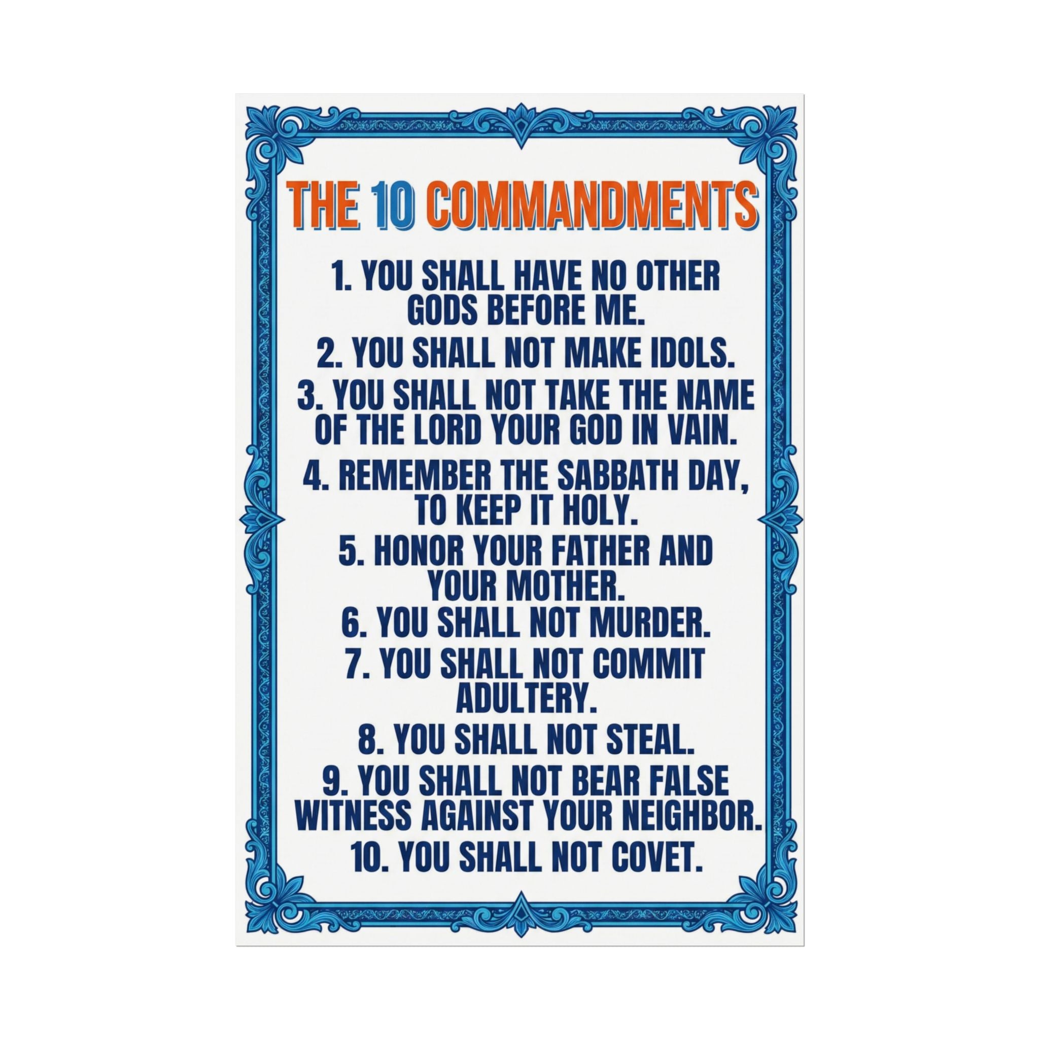 10 Commandments of Jesus our God Poster - by LiLTay 2 sizes vertical Holy BiBle words