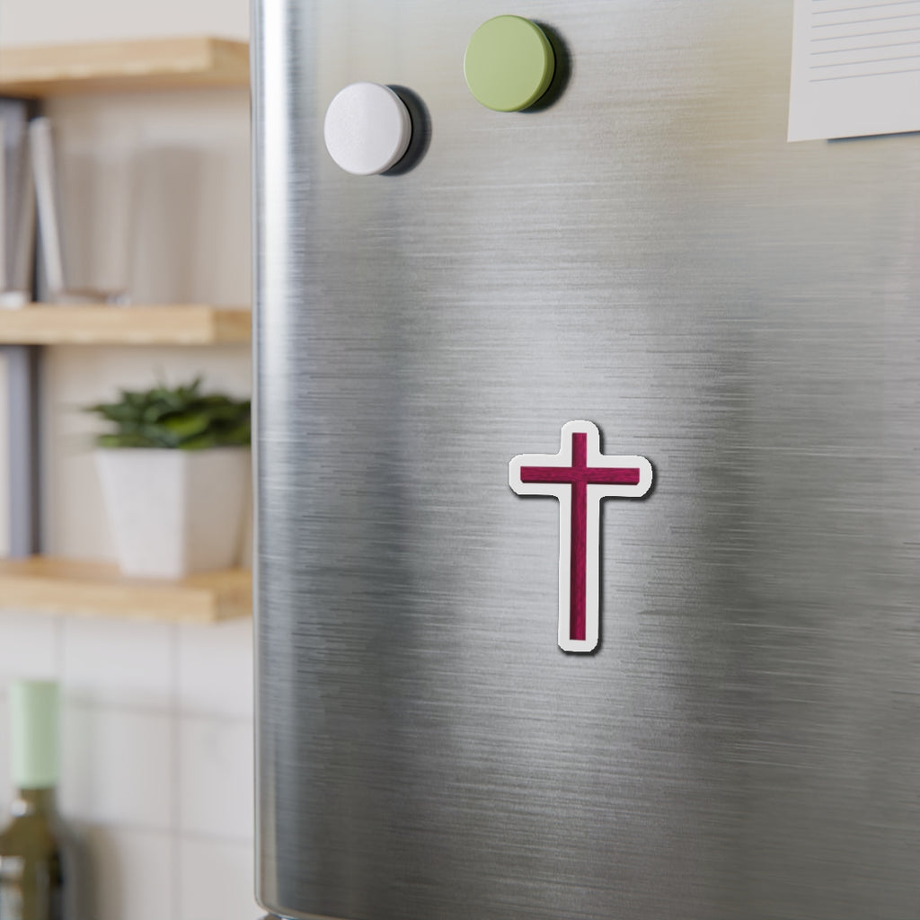 Jesus Christian Cross by LiLTay powerful Die-Cut Magnet – Burgundy Religious Refrigerator Magnets up to 6in height