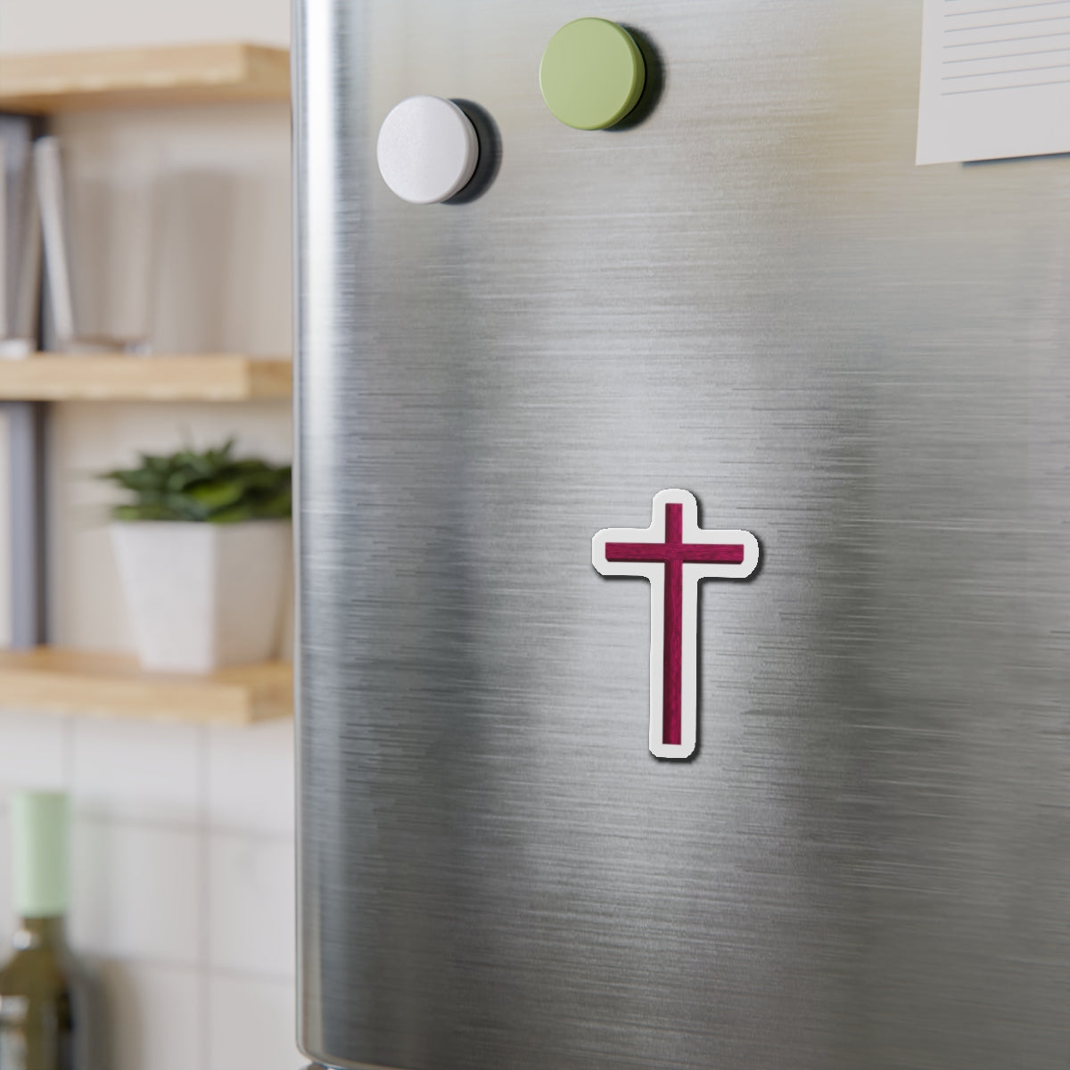 Jesus Christian Cross by LiLTay powerful Die-Cut Magnet – Burgundy Religious Refrigerator Magnets up to 6in height