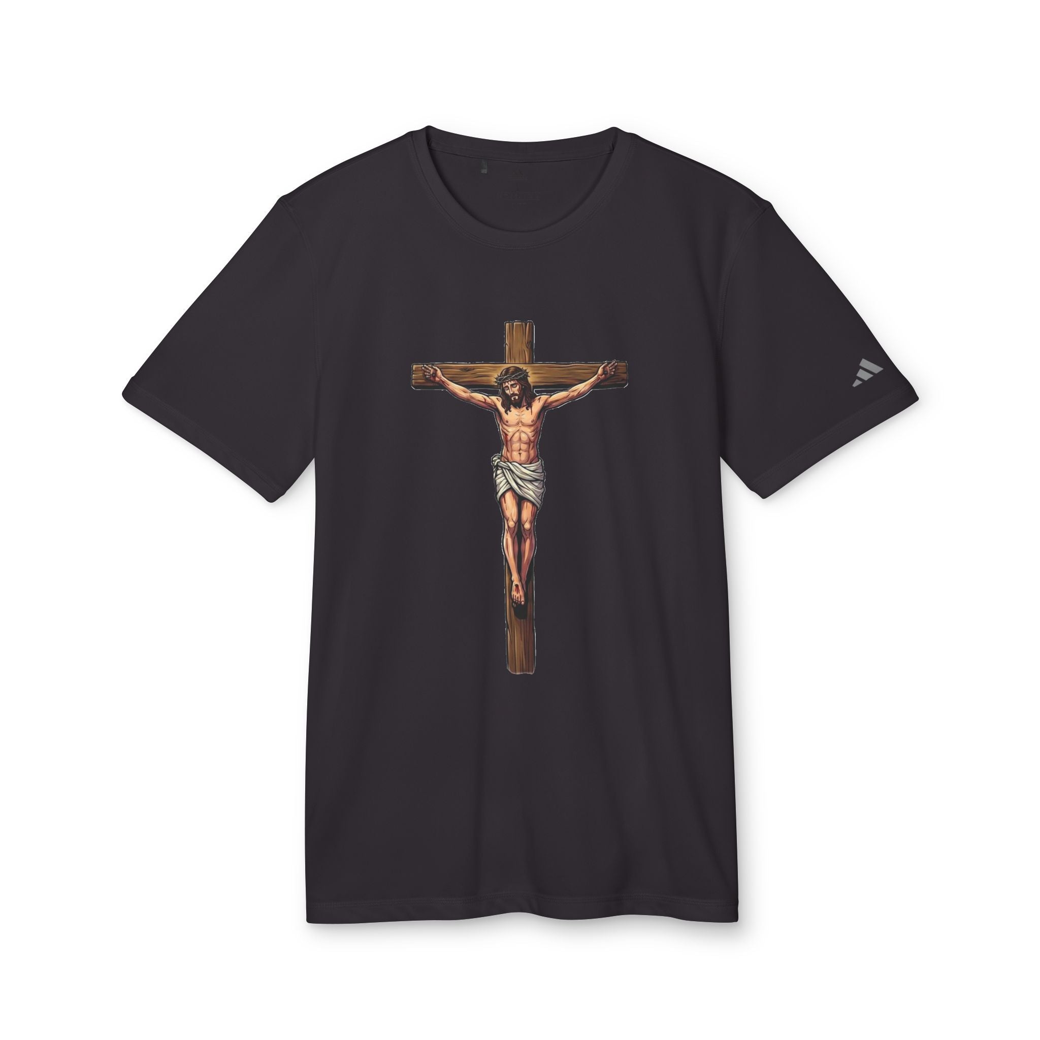 Jesus Crucifix adidas Unisex Sport T-shirt — Christian Faith Graphic Tee by LiLTay