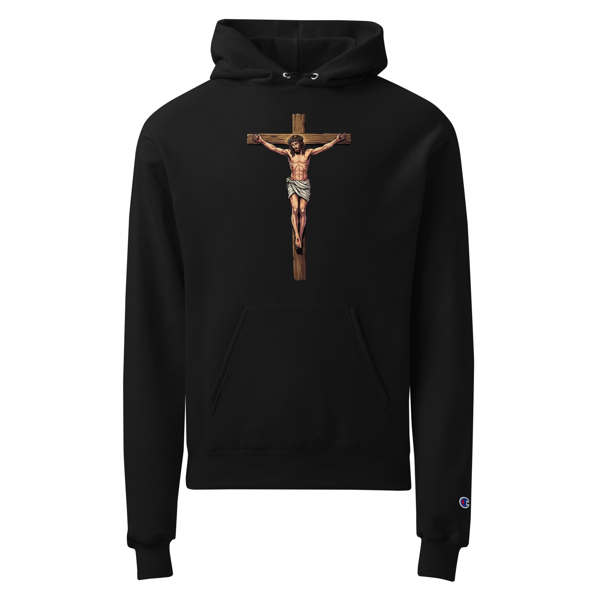 Black hoodie with 'Sweater Weather Seasoned' text on a white background