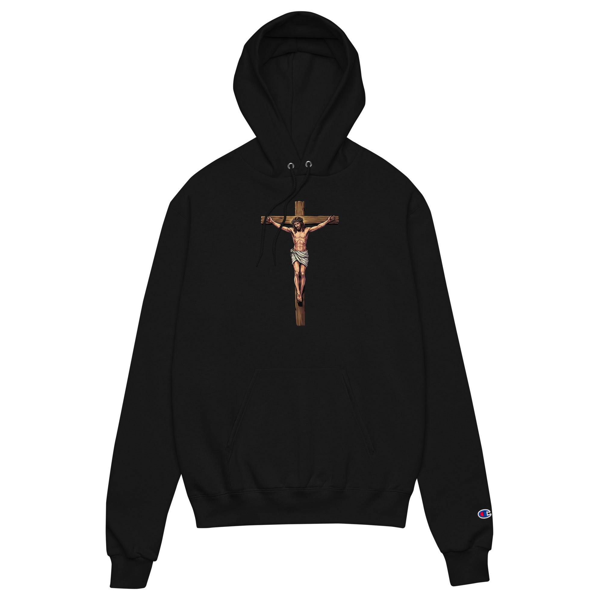 Black hoodie with text on a white background